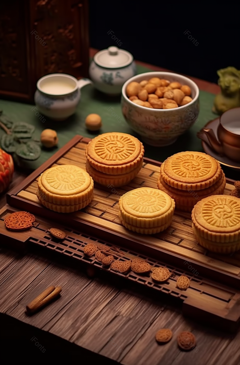 中国传统中秋节月饼茶团圆,高清,摄影图,摄影图片,图片大全,摄影图免费下载